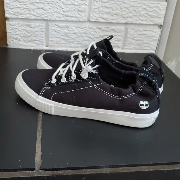 Timberland Newport Bay Black White Classic Canvas Trainers Sneakers Size US 6.5 - Picture 6 of 11